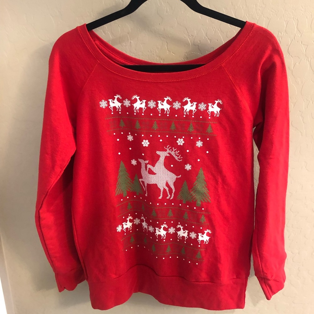 Red SPENCER’S Humping Reindeer Sweater - SIZE L